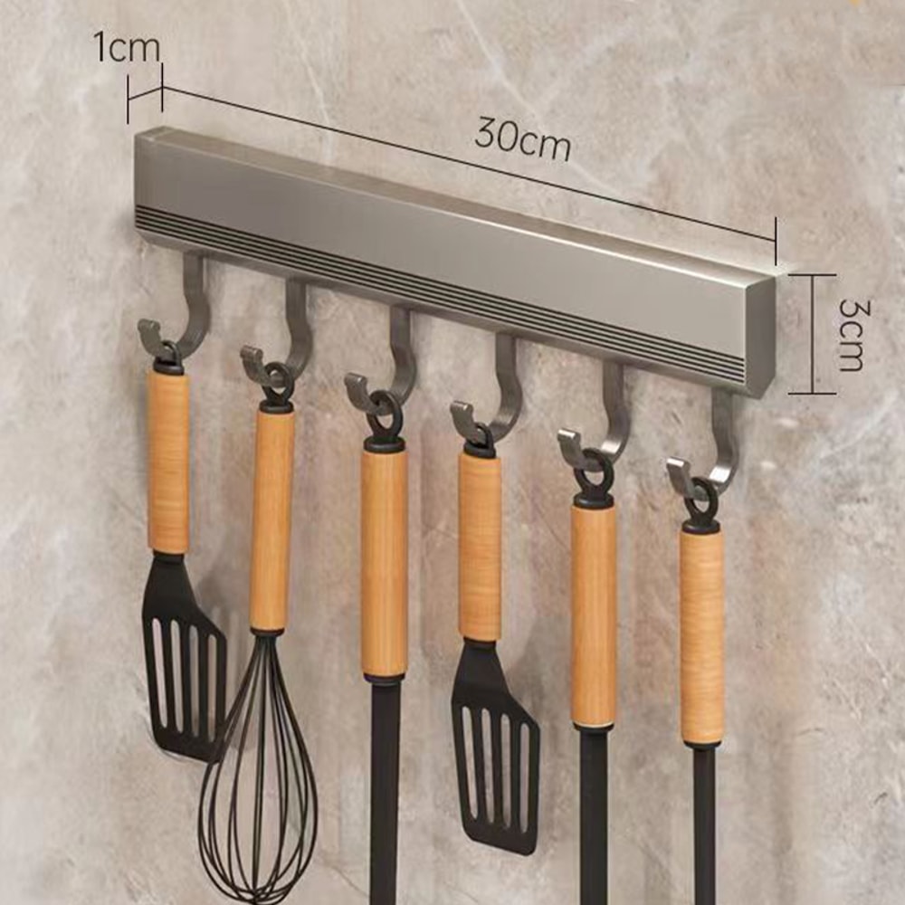 Punch Free Wall Mounted Hooks Rack For Kitchen Utensils Towel Coat Bathroom Storage MultiPurpose Ho 7