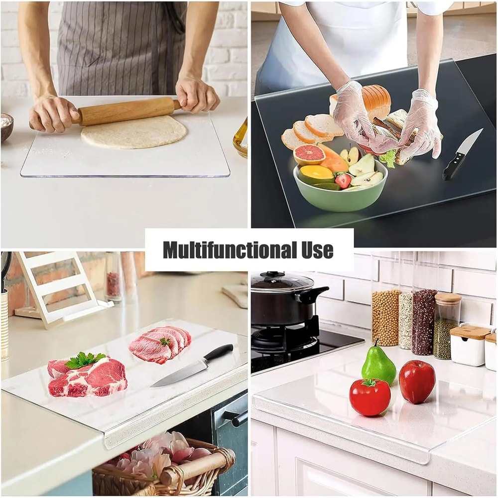 Clear Acrylic Cutting Board for Kitchen Counter with Lip, Non-Slip Charcuterie Board for Countertop, Kitchen Accessories