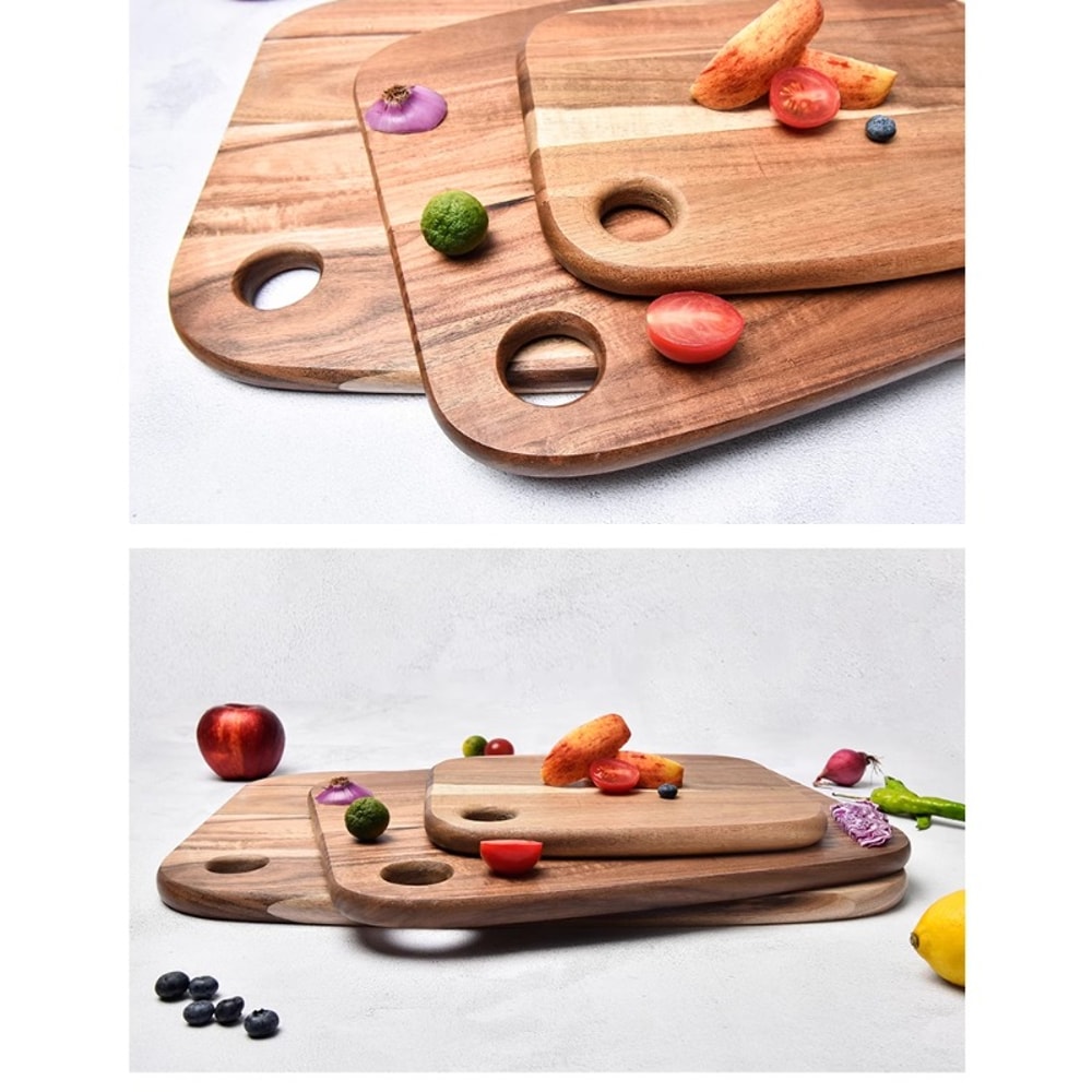 Acacia Wood Cutting Board MultiUse Portable Kitchen Cutter For Meat Vegetables Fruit Slicing 3