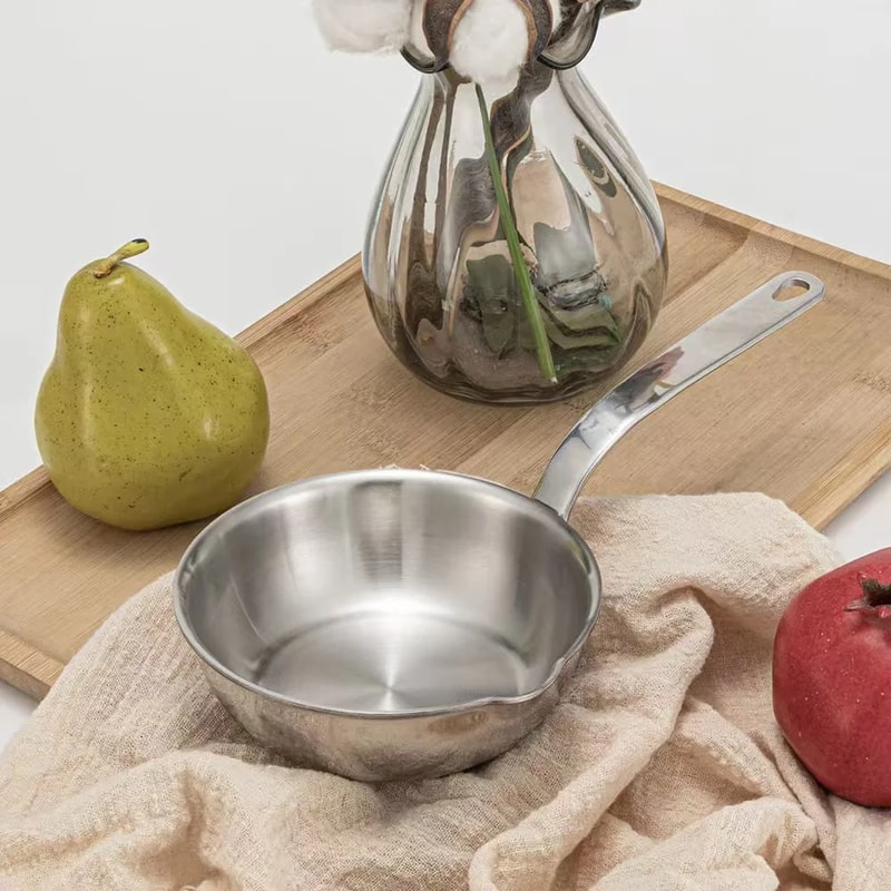 Stainless Steel Oil Pot, Mini Egg Frying Pan, Soup Milk Cooking Saucepan, Scalding-Proof Kitchen Tool