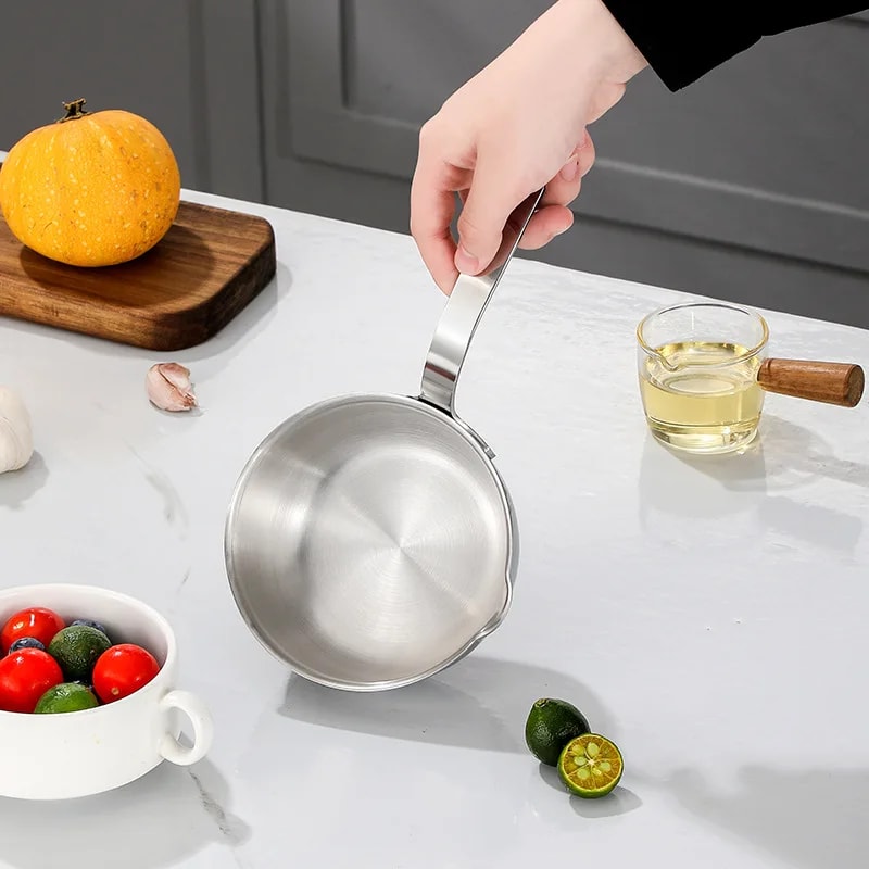 Stainless Steel Oil Pot, Mini Egg Frying Pan, Soup Milk Cooking Saucepan, Scalding-Proof Kitchen Tool