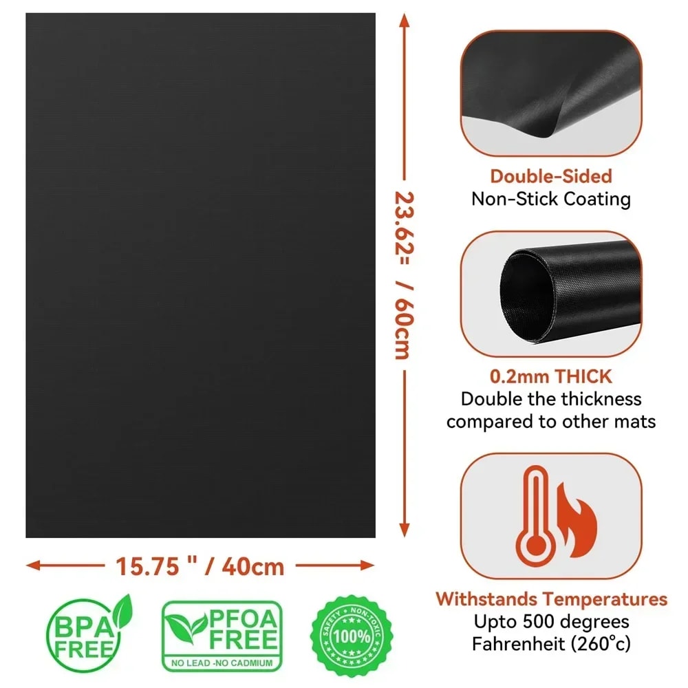 Reusable Non-Stick Oven Liners, Heat Resistant Protector Mat for Electric Gas Oven, Grill Mats BBQ Cooking Accessory