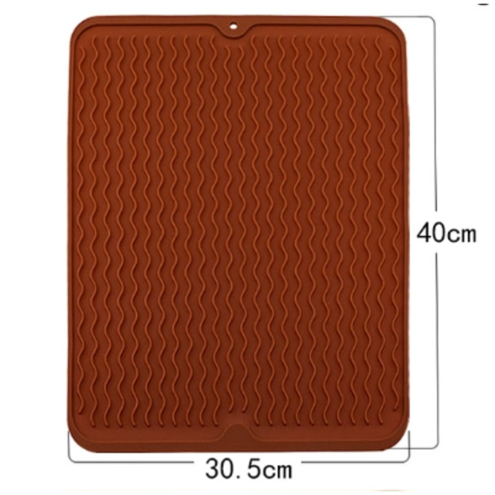 Large Size Silicone Drainer Mat, Non-Slip Heat Resistant Waterproof Dish Drying Mat, Countertop Dry Pad