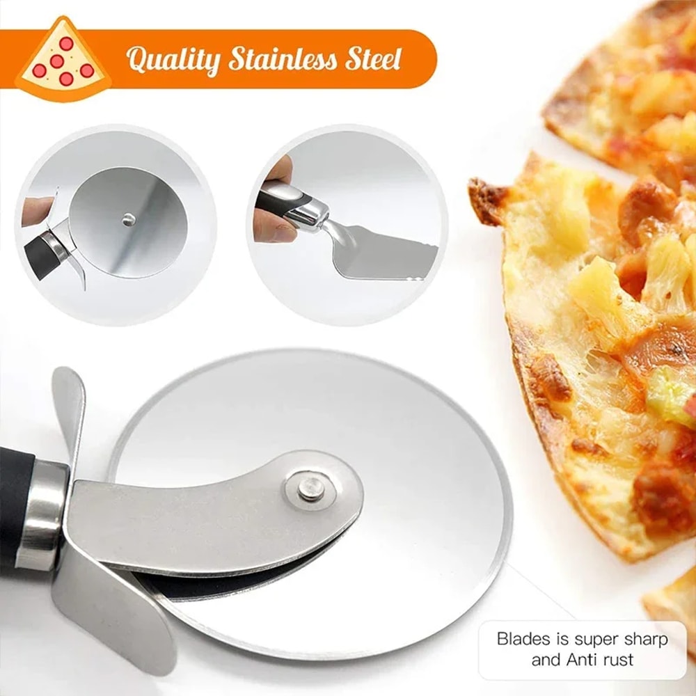 Stainless Steel Pizza Cutter Wheel, Waffle Cookie Cake Knife, Baking Gadget