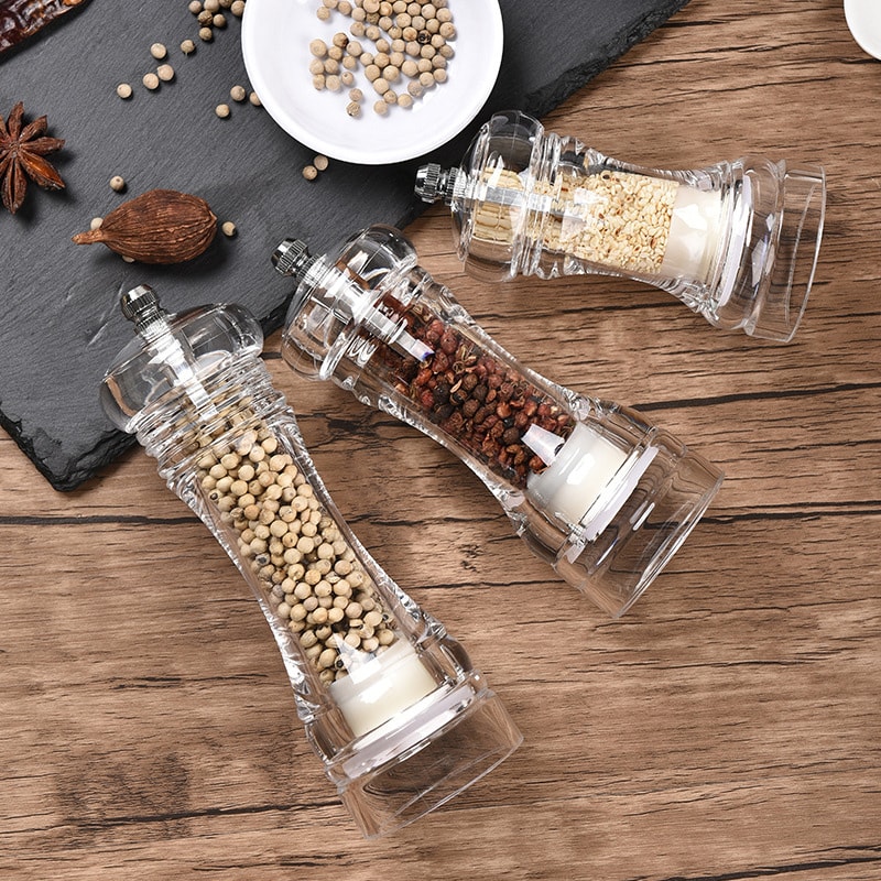 Acrylic Pepper Grinder, Adjustable Coarseness Salt and Pepper Shakers, Ceramic Rotor Kitchen Accessory