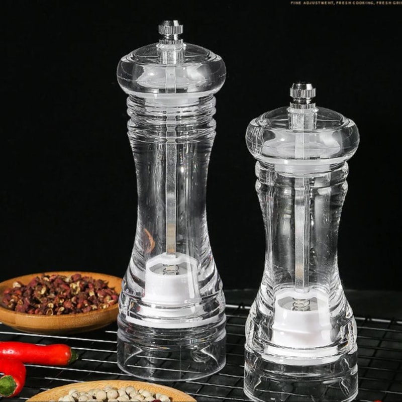 Acrylic Pepper Grinder, Adjustable Coarseness Salt and Pepper Shakers, Ceramic Rotor Kitchen Accessory