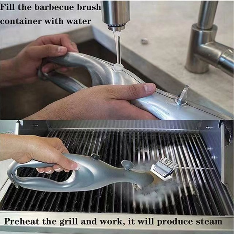 BBQ Grill Outdoor Steam Cleaning Brushes Barbecue Cleaner Charcoal Scraper Gas Accessories 3