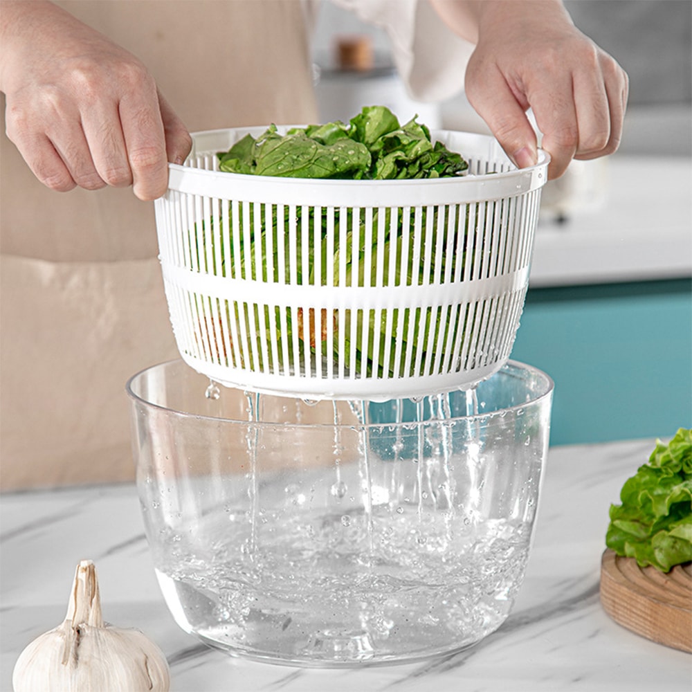 Large Salad Spinner With Lid Onehanded Easy Press Salad Washer Dryer Drainer Mixer 5