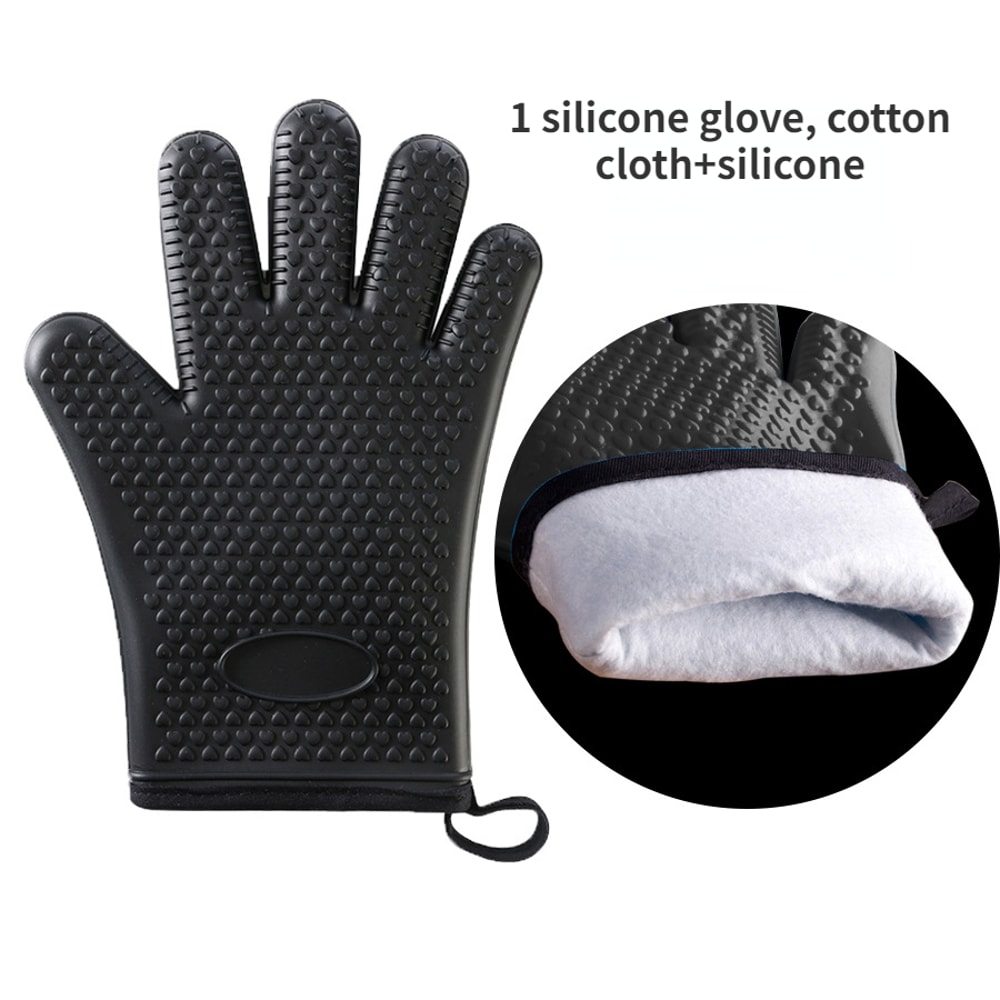 Heat Resistant Silicone Oven Mitts AntiScald Gloves For Baking BBQ Microwave Durable Potholder For 8