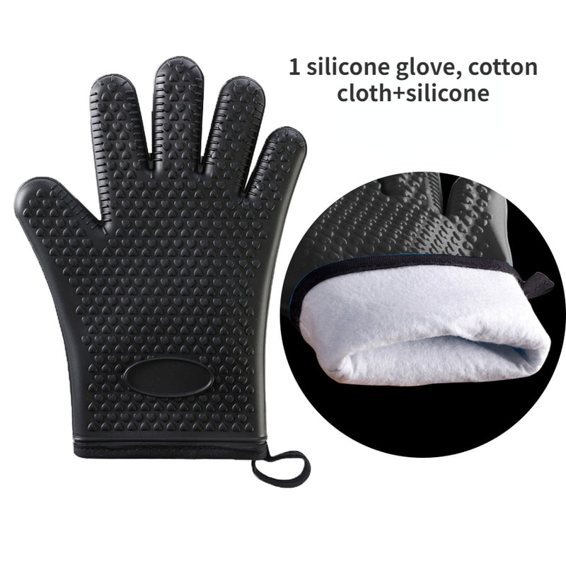 Heat Resistant Silicone Oven Mitts AntiScald Gloves For Baking BBQ Microwave Durable Potholder For 8