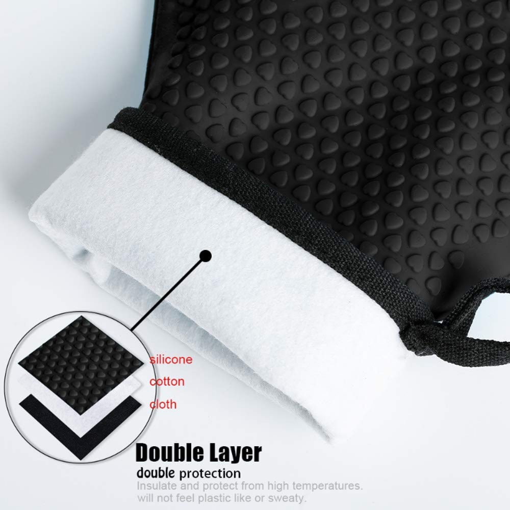 Heat Resistant Silicone Oven Mitts AntiScald Gloves For Baking BBQ Microwave Durable Potholder For 5