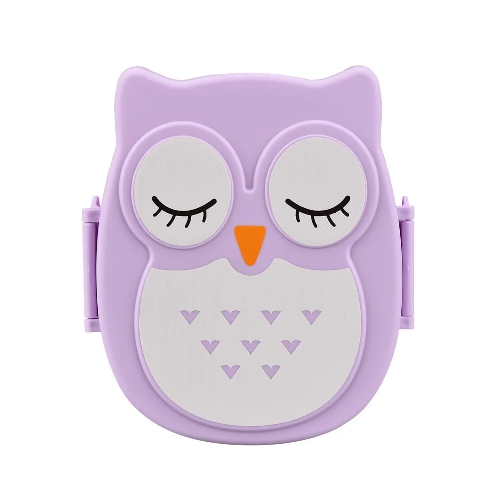 Cartoon Owl Bento Box for Kids, Microwave Safe, Food-Safe Plastic, Portable Lunch Box for School and Office