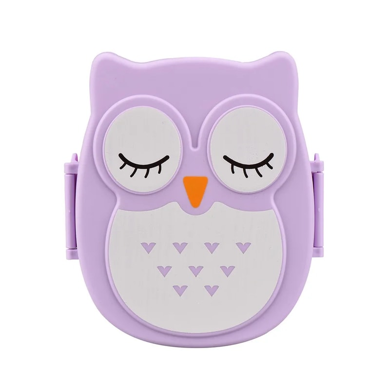 Cartoon Owl Bento Box for Kids, Microwave Safe, Food-Safe Plastic, Portable Lunch Box for School and Office