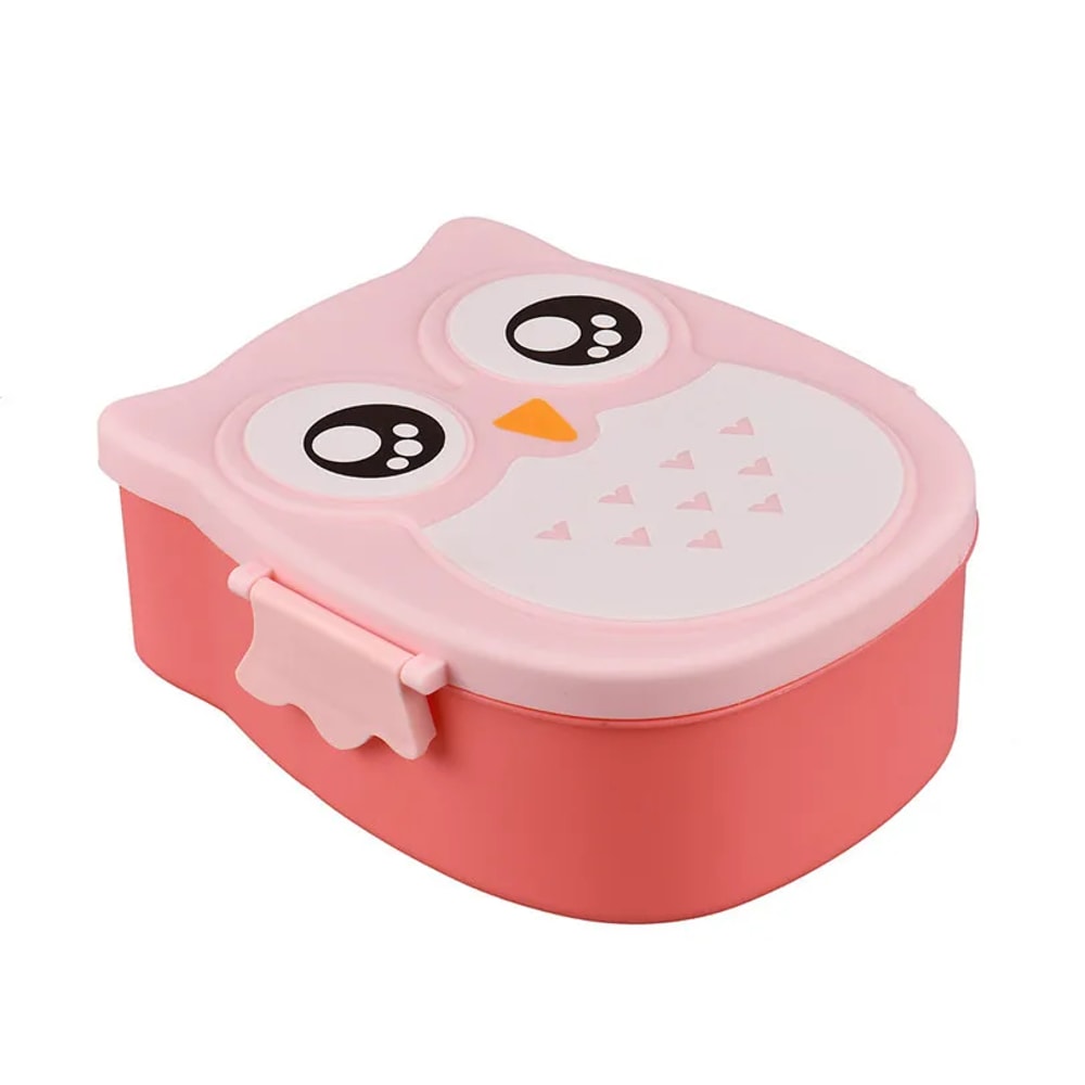 Cartoon Owl Bento Box for Kids, Microwave Safe, Food-Safe Plastic, Portable Lunch Box for School and Office