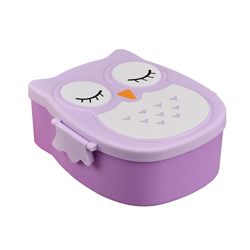 Cartoon Owl Bento Box for Kids, Microwave Safe, Food-Safe Plastic, Portable Lunch Box for School and Office
