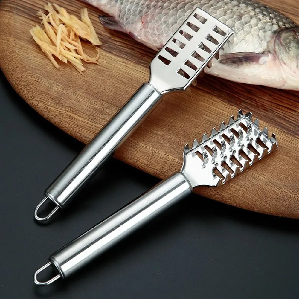 Stainless Steel Fish Scale Knife with Sawtooth Edge, Kitchen Fish Cleaning Tool for Boning Filleting
