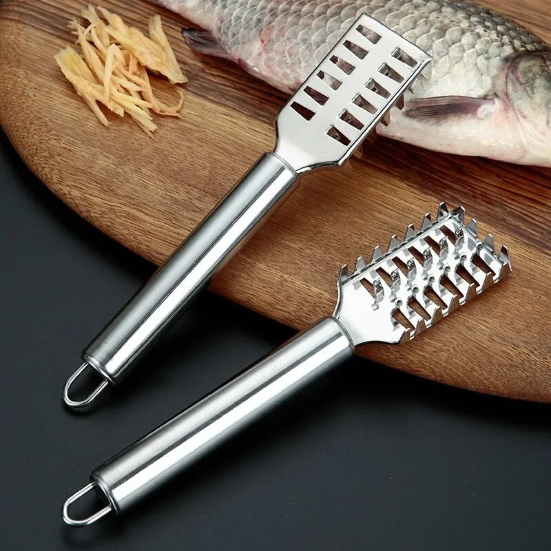 Stainless Steel Fish Scale Knife with Sawtooth Edge, Kitchen Fish Cleaning Tool for Boning Filleting