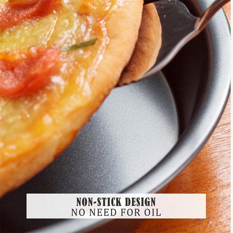 Nonstick Carbon Steel Pizza Crisper Tray, Round Deep Dish Plate, Bakewave Mould for Oven Kitchen
