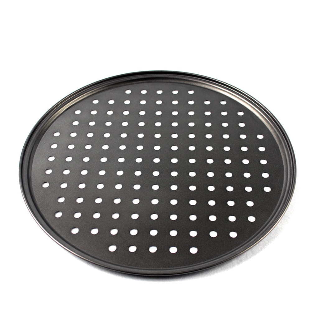 Nonstick Carbon Steel Pizza Crisper Tray, Round Deep Dish Plate, Bakewave Mould for Oven Kitchen