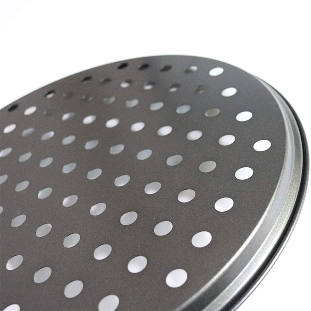 Nonstick Carbon Steel Pizza Crisper Tray, Round Deep Dish Plate, Bakewave Mould for Oven Kitchen