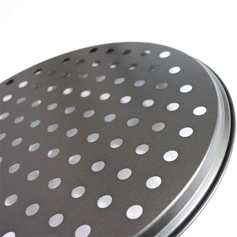 Nonstick Carbon Steel Pizza Crisper Tray, Round Deep Dish Plate, Bakewave Mould for Oven Kitchen