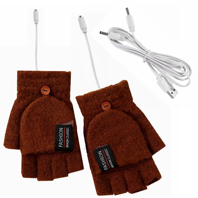 Rechargeable USB Electric Heated Gloves Hand Warmers Mittens For Winter Sports Skiing Heater Laptop 7
