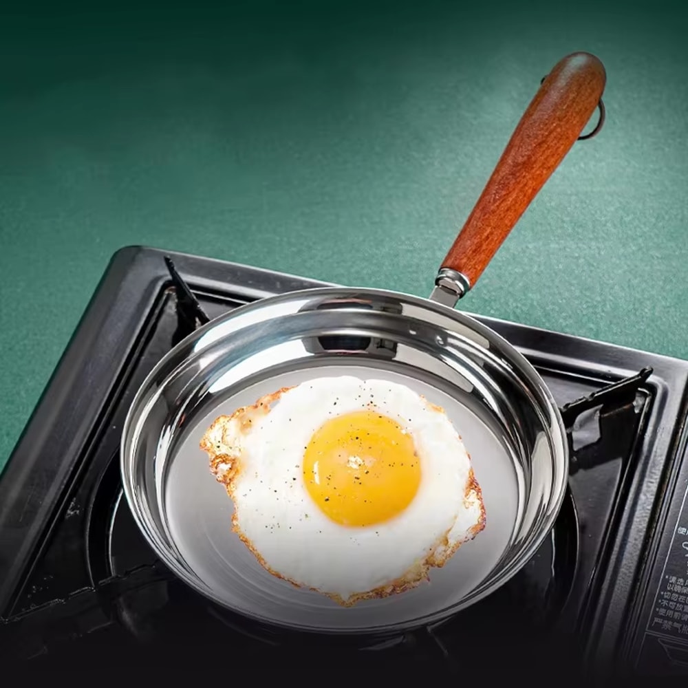 Outdoor Household Stainless Steel Mini Oil Pan Egg Frying Pan Cooking Pan 0