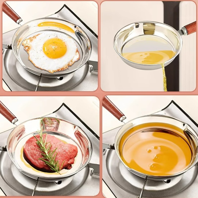 Outdoor Household Stainless Steel Mini Oil Pan Egg Frying Pan Cooking Pan 1