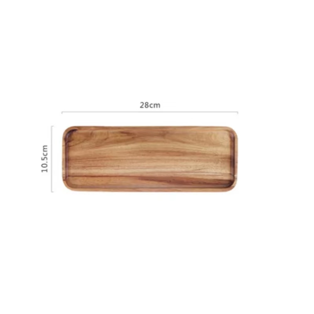 Natural Acacia Wood Coffee Tray Rectangular Plate For Serving Snacks Fruits Dessert And Tea 8