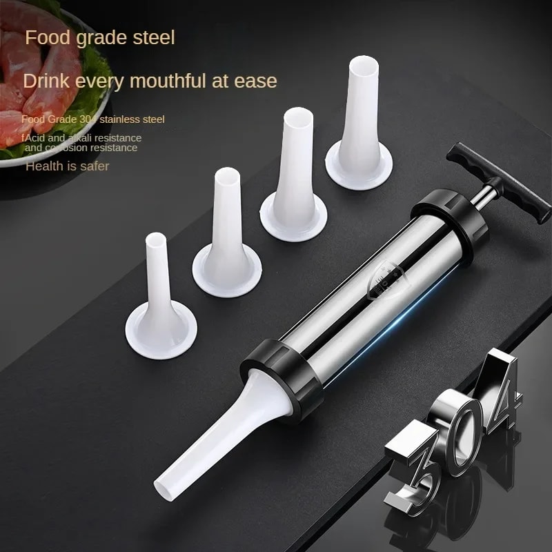 Stainless Steel Sausage Stuffer Jerky Gun Manual Meat Syringe Homemade Sausage Tool Small Sausage F
