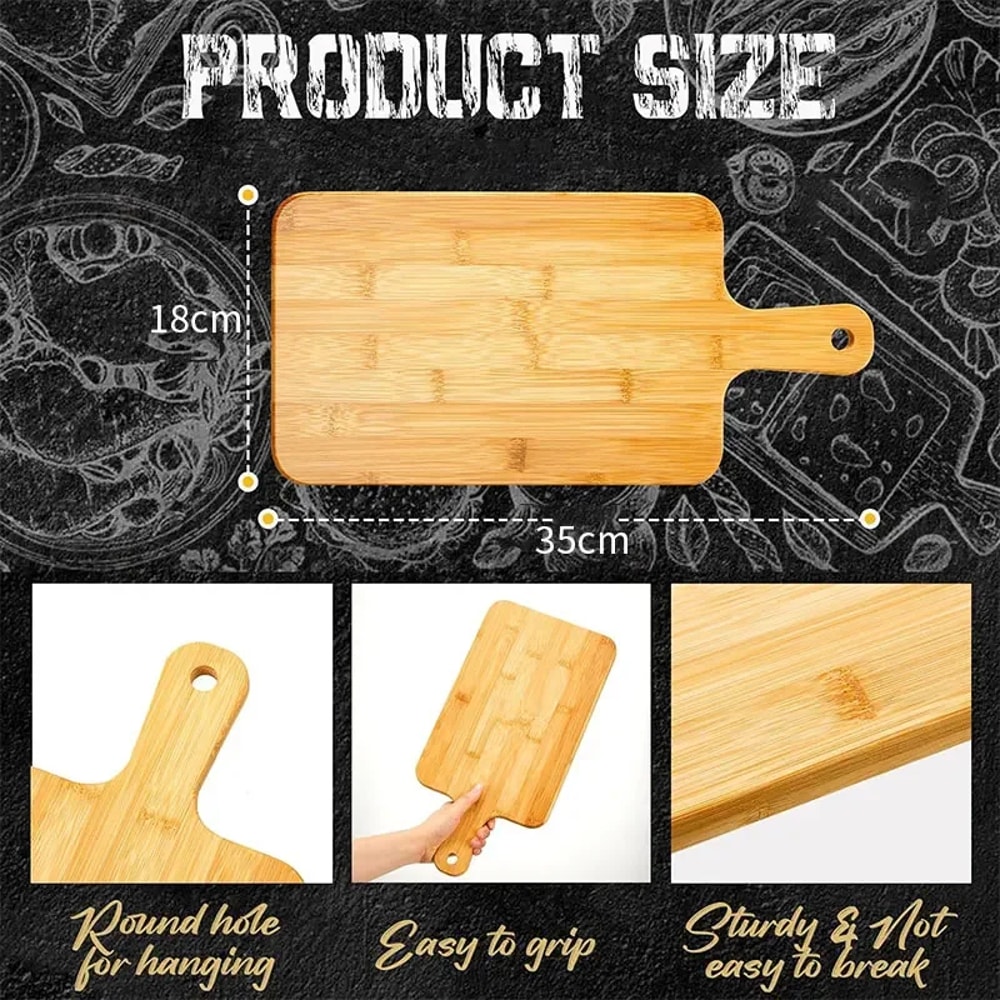 Large Bamboo Cutting Board With Handle Wooden Kitchen Chopping Board For Pizza Vegetables Meat Dura 1