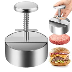hamburger patty maker press stainless steel non-stick, round manual rice ball mold, thickness adjusted beef bbq tools