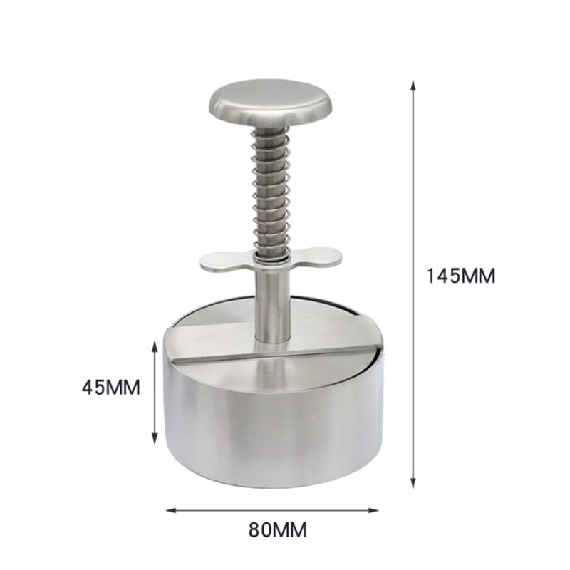 Hamburger Patty Maker Press Stainless Steel NonStick Round Manual Rice Ball Mold Thickness Adjusted 6