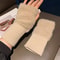 Womens Soft Mink Fleece Half Finger Glove Plush Knitted Fingerless Wrist Mittens For Driving And Wr 0