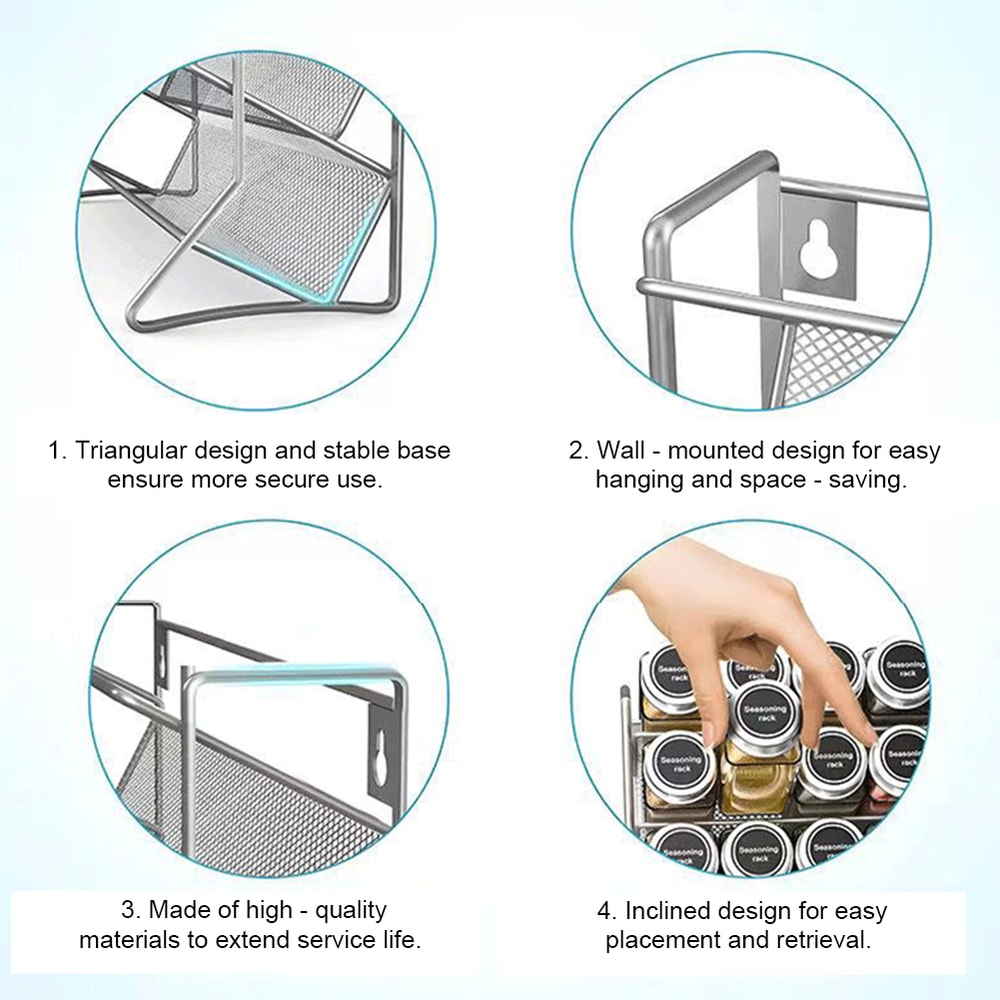 Container Holder Wall Mounted Cupboard Storage Shelf for Kitchen