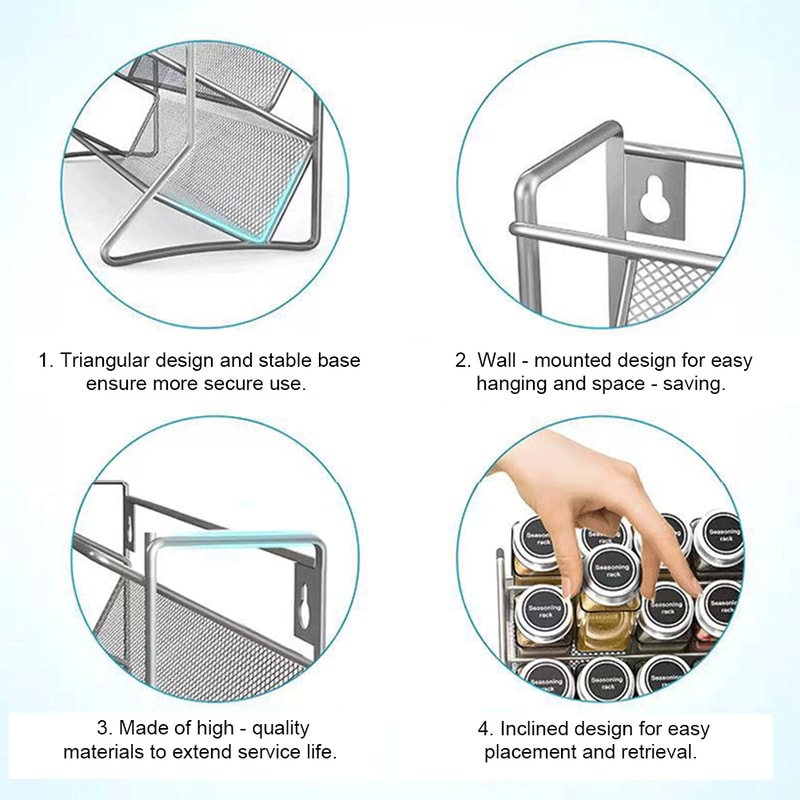 Container Holder Wall Mounted Cupboard Storage Shelf for Kitchen