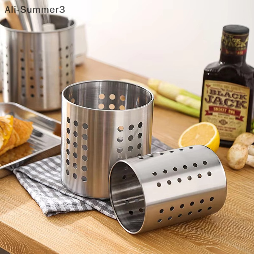Kitchen Storage Basket, Stainless Steel Cutlery Organizer, Spoon Fork Holder