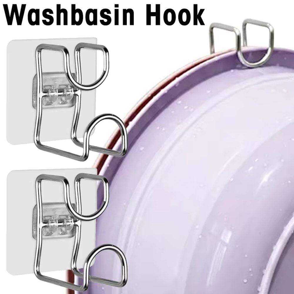 Stainless SelfAdhesive Hooks For Wall Bathroom Basin Storage Rack Holder 1