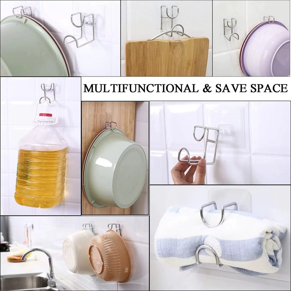 Stainless SelfAdhesive Hooks For Wall Bathroom Basin Storage Rack Holder 3