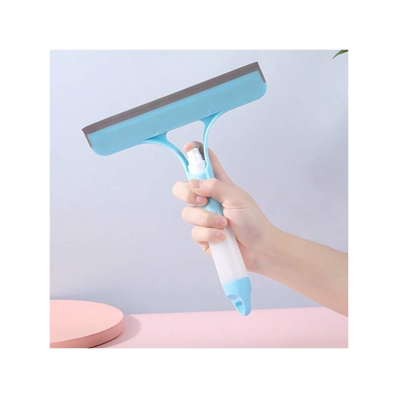 Multi-Surface Squeegee for Windows, Shower, Car, Interchangeable Blades, Spray Built-In