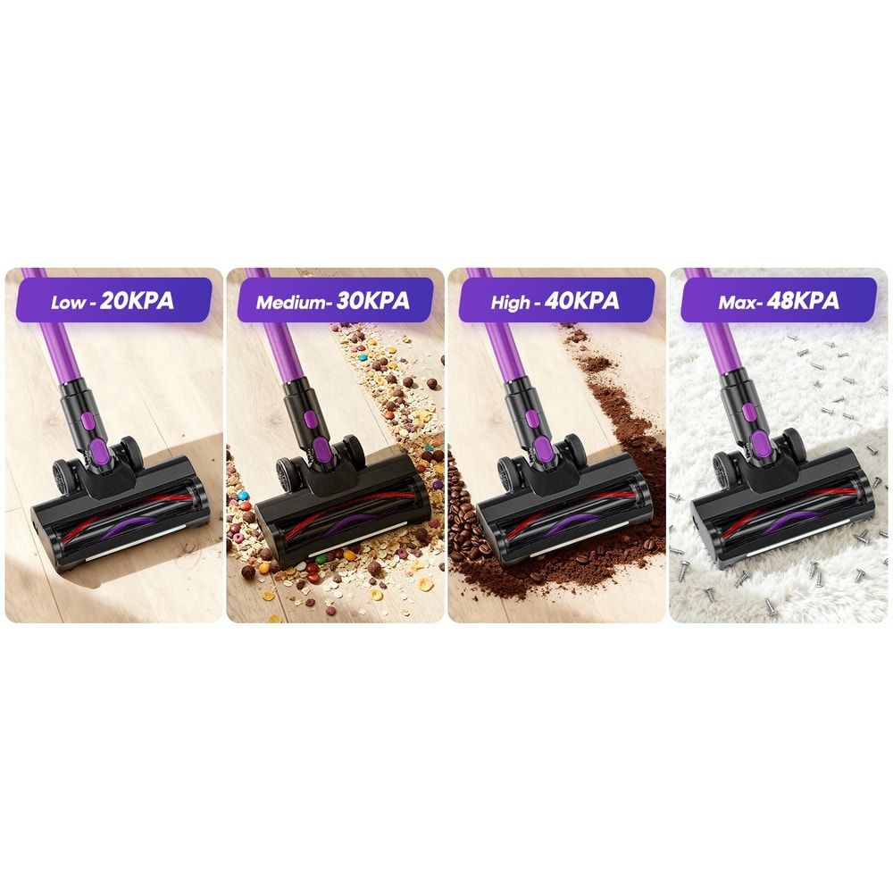 Cordless Stick Vacuum Cleaner, Suction Power, LED Screen, Anti-Tangle Brush