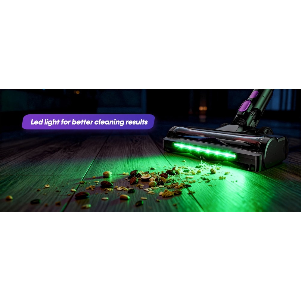 Cordless Stick Vacuum Cleaner, Suction Power, LED Screen, Anti-Tangle Brush