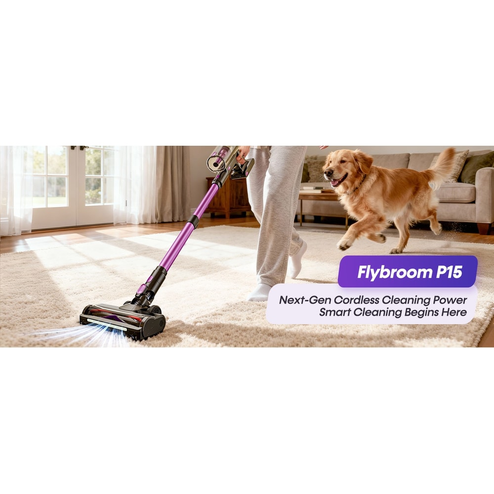 Cordless Stick Vacuum Cleaner, Suction Power, LED Screen, Anti-Tangle Brush