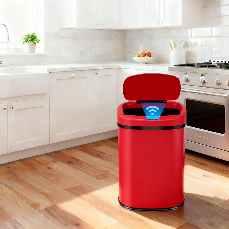 Stainless Steel Automatic Sensor Trash Can No Touch Garbage Can HighCapacity Kitchen Waste Bin 4