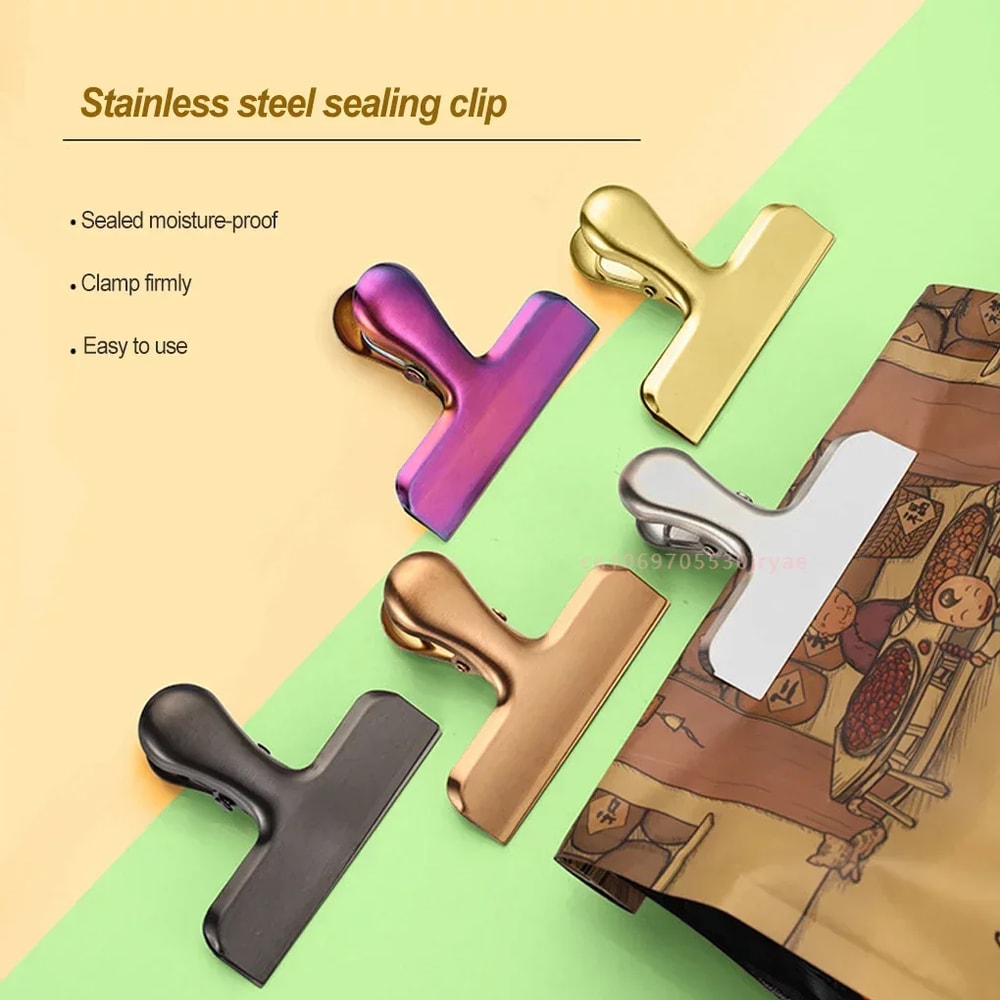 Stainless Steel Food Sealer Clip Dustproof Storage Bag Sealing Document Receipt Ticket Clamp For Ki 1