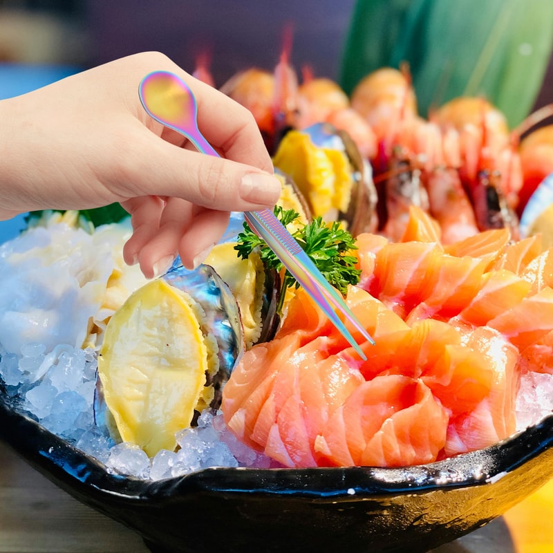 Stainless Steel Tasting Spoon, Chef Tweezers, Sauce Spoon, Salad Tongs, Metal Chef Spoon, Grilling Tongs, Cold Dish