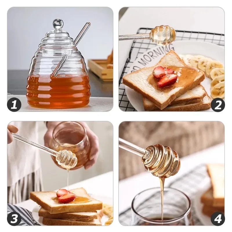 Transparent Honey Stick Glass Stirring Stick For Honey Coffee Milk Tea And Jam 4