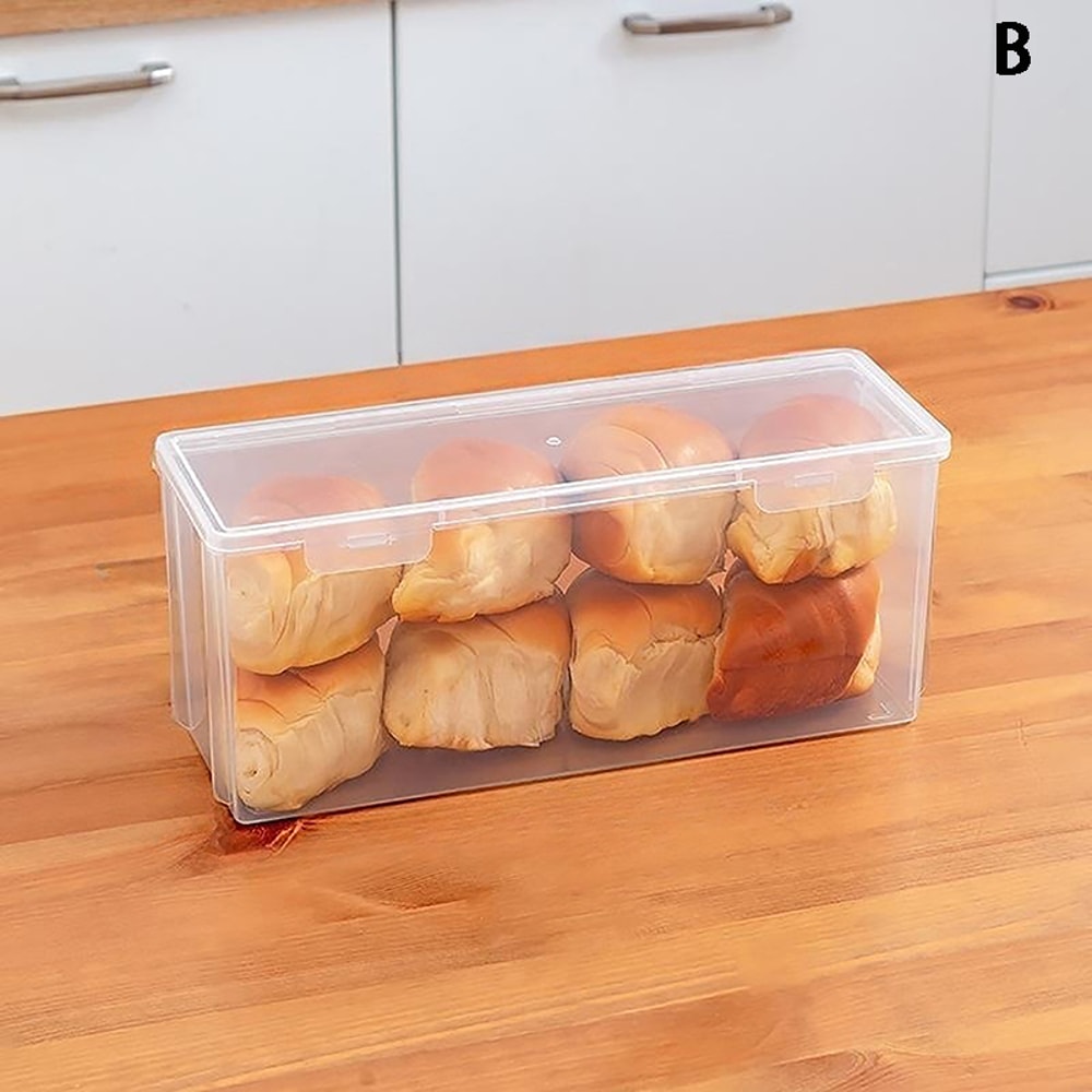 Bread Storage Container Plastic Bread Box Reusable Loaf Cake Bin Fresh Bread Refrigerator Dispenser 6