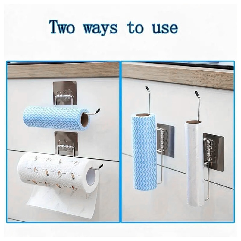 Adhesive Toilet Paper Holder For Bathroom Kitchen Organizer Towel Roll Rack Hanging Storage Stand N 2