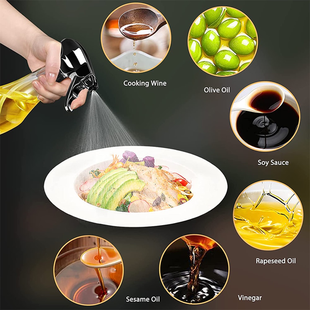 New Oil Sprayer Glass Olive Oil Sprayer Bottle with Rotatable Nozzle, Oil Spritzer Oil Mister for Air Fryer